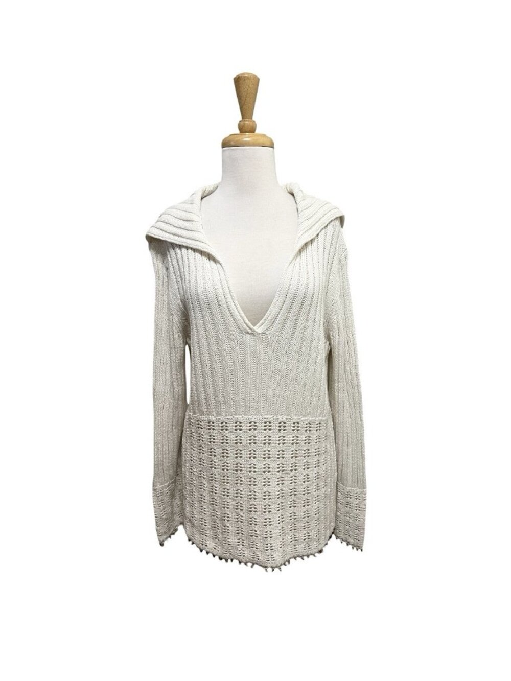 Vtg Tommy Bahama Knit Beaded Trim Sweater Size M Medium V Neck